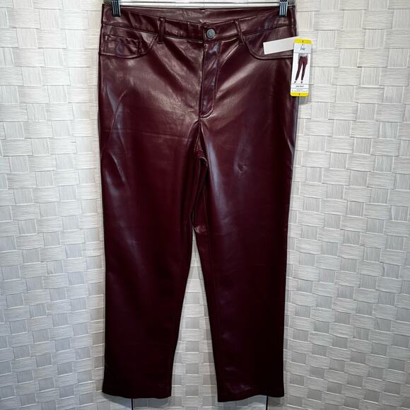 Joie Women’s Vegan Leather Straight Leg Pants Size 8 Maroon Red 90s Y2K - Picture 3 of 13